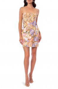 Hilma Floral Appliqué Sequin Minidress