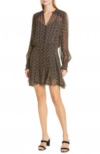 Sacchi Smocked Long Sleeve Minidress