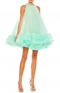 Frill Hem Layered Lace & Tulle Minidress