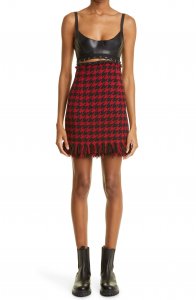 Hook & Eye Cutout Leather & Tweed Minidress