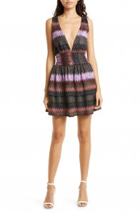 Laura Metallic Plunge Neck Knit Minidress