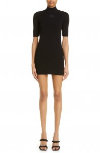 Logo Appliqué Mock Neck Body-Con Minidress