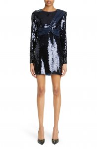 Wrap Detail Sequin Long Sleeve Minidress