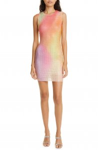 Hotfix Print Rhinestone Mesh Minidress