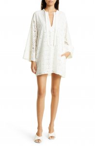 Abi Long Sleeve Organic Cotton Eyelet Minidress