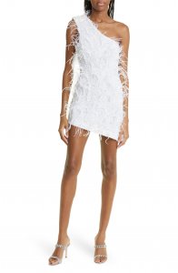 Sina Feather Asymmetric Minidress