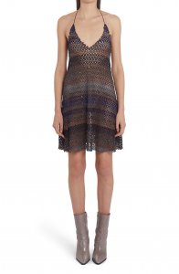 Metallic Zigzag Lace A-Line Minidress
