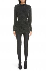 Metallic Long Sleeve Jersey Minidress