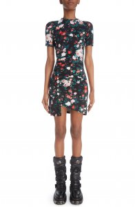 Floral Print Ruched Jersey Minidress