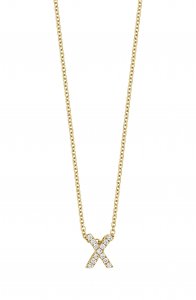 18k Gold Pavé Diamond Initial Pendant Necklace