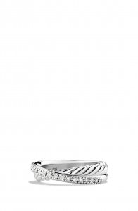 Crossover Ring with Diamonds