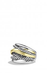 Crossover Wide Ring with Gold