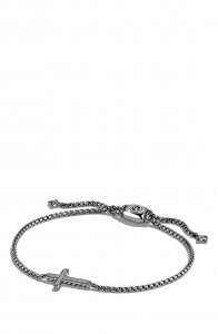 Petite Pavé Cross Bracelet with Diamonds