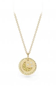 Cable Collectibles Moon & Stars Necklace with Diamonds & Yellow Sapphires in 18K Gold