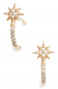 Diamond Star Half Hoop Huggie Earrings