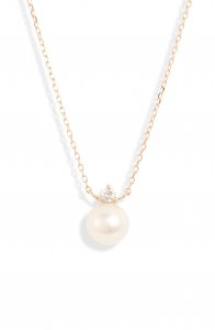 Pearl & Diamond Solitaire Necklace