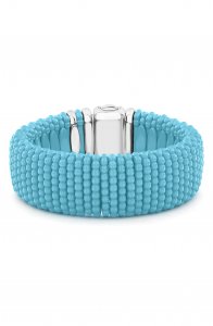 Wide Blue Ceramic Caviar Bracelet