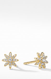 Petite Starburst 18K Gold & Pavé Diamond Stud Earrings