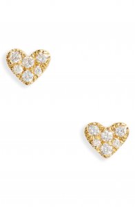 Simple Obession Pavé Diamond Heart Stud Earrings
