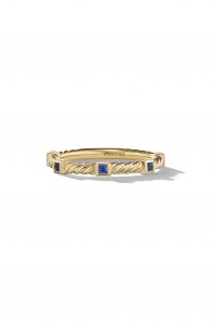 Cable Collectibles® Stack Ring in 18K Yellow Gold with Blue Sapphires
