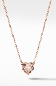 Heart Pendant Necklace in 18K Rose Gold with Morganite