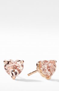 Heart Stud Earrings in 18K Rose Gold with Morganite