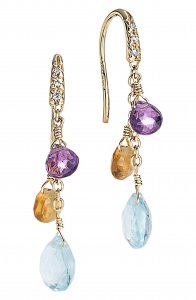 Paradise 18K Yellow Gold Diamond Topaz & Semiprecious Stones Short Drop Earrings
