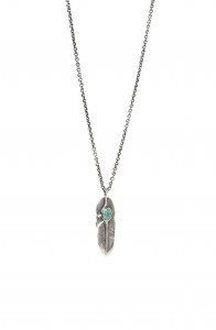 Sterling Silver & Turquoise Feather Pendant Necklace