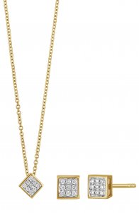 Icon Petite Diamond Stud Earrings & Pendant Necklace Set