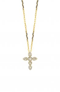 Maya Diamond Cluster Cross Pendant Necklace