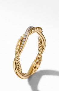 Petite Infinity Twisted 18K Gold & Pavé Diamond Ring