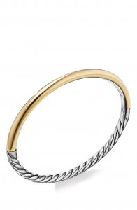Smooth & Cable Bangle Bracelet