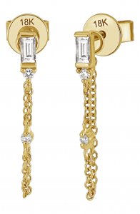 Getty Baguette Diamond Chain Drop Earrings