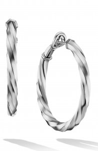 Cable Edge™ Hoop Earrings in Recycled Sterling Silver