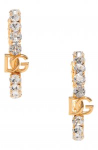 DG Logo Crystal Embellished Hoop Earrings