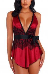 Satin & Lace Babydoll Romper