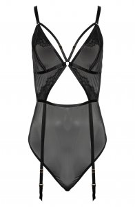 Eden Mesh & Eyelash Lace Teddy with Garter Straps