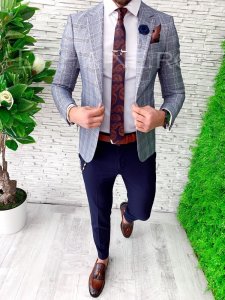 Sacou barbati in carouri slim fit ZR A4879 68-4 E