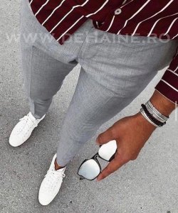 Pantaloni barbati eleganti gri B1329 B2-5