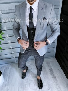 Sacou barbati gri slim fit B1671 68-2 E