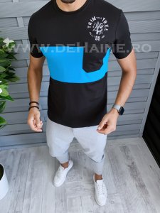 Tricou barbati negru slim fit B1708 X2-1