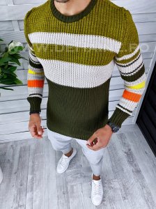 Pulover barbati gros slim fit kaki T3576 106-4*/U1