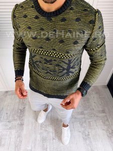 Pulover barbati gros slim fit gri T3566 88-5