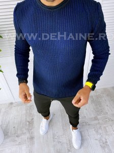 Pulover barbati gros bleumarin slim fit T3544 I1-1