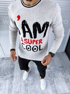 Pulover barbati gros slim fit bej T3590 P20-4.1