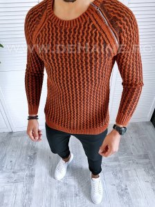 Pulover barbati gros slim fit maro T3711 99-1
