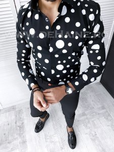 Camasa barbati neagra slim fit B2640 W