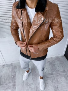 Geaca barbati maro piele ecologica B2822 **