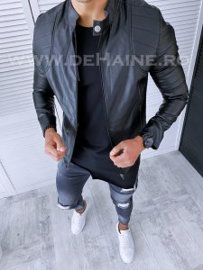 Geaca barbati neagra piele ecologica B2826 J1-2