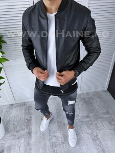Geaca barbati neagra piele ecologica B2308 60-5